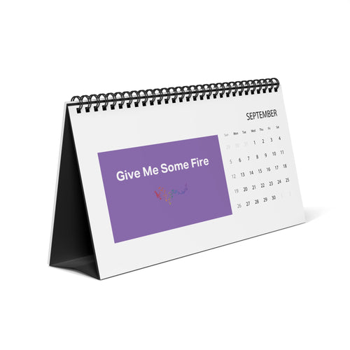 2027 Musical Desktop Calendar – Grid Planner with 'Give Me Some Fire' Art